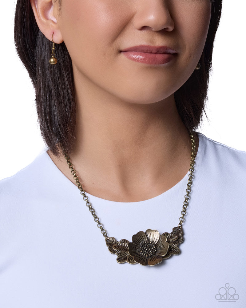 Blooming Bunch Necklace - Brass | Paparazzi Accessories image 3