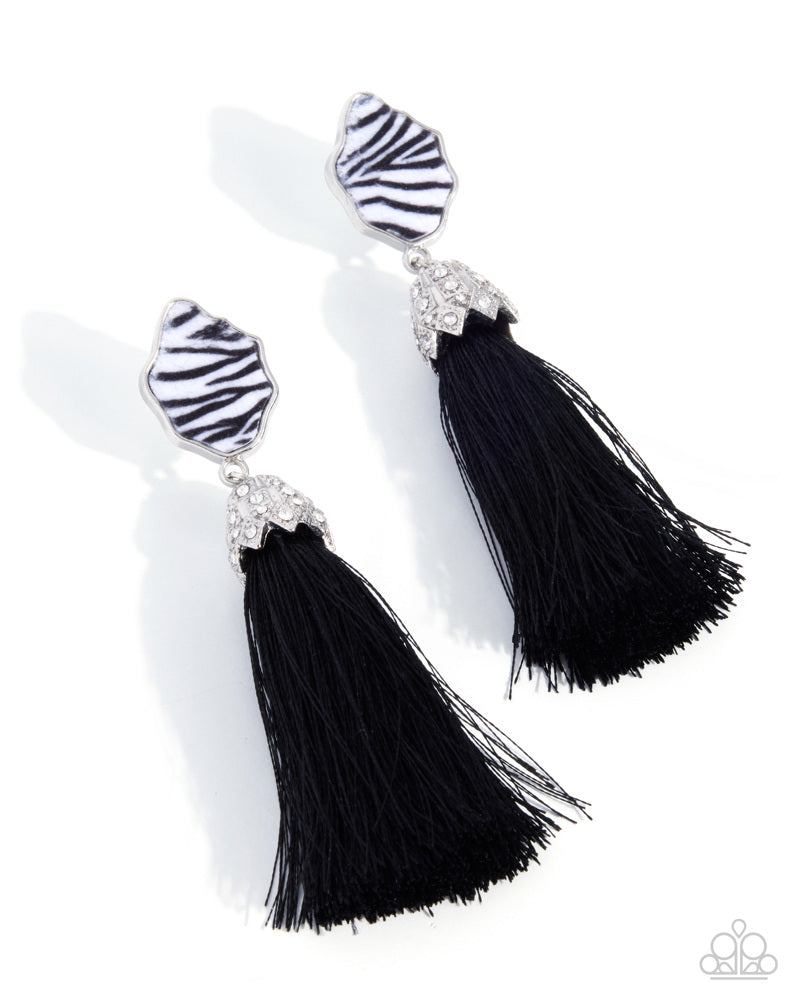 Iconic Zebra Earrings - Black | Paparazzi Accessories image 2