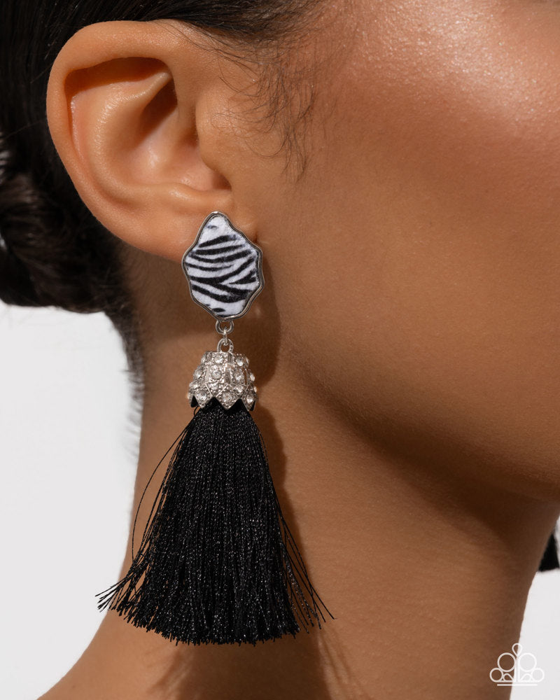 Iconic Zebra Earrings - Black | Paparazzi Accessories image 3