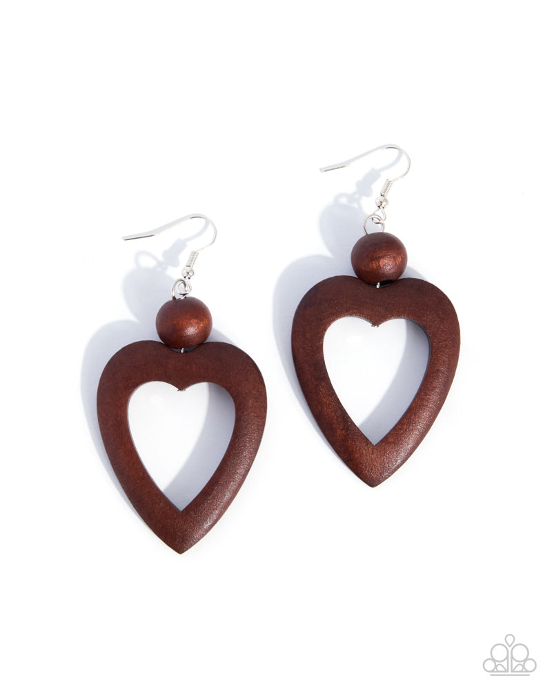 WOOD You Be My Valentine? Earrings - Brown image 2