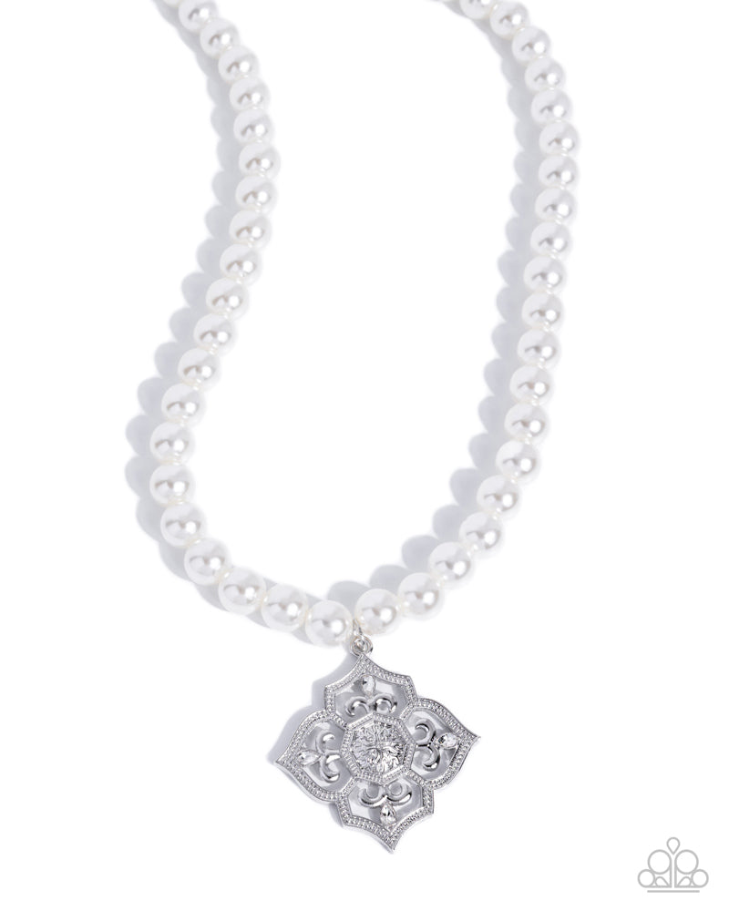 Adorable Art Deco Necklace - White image 2