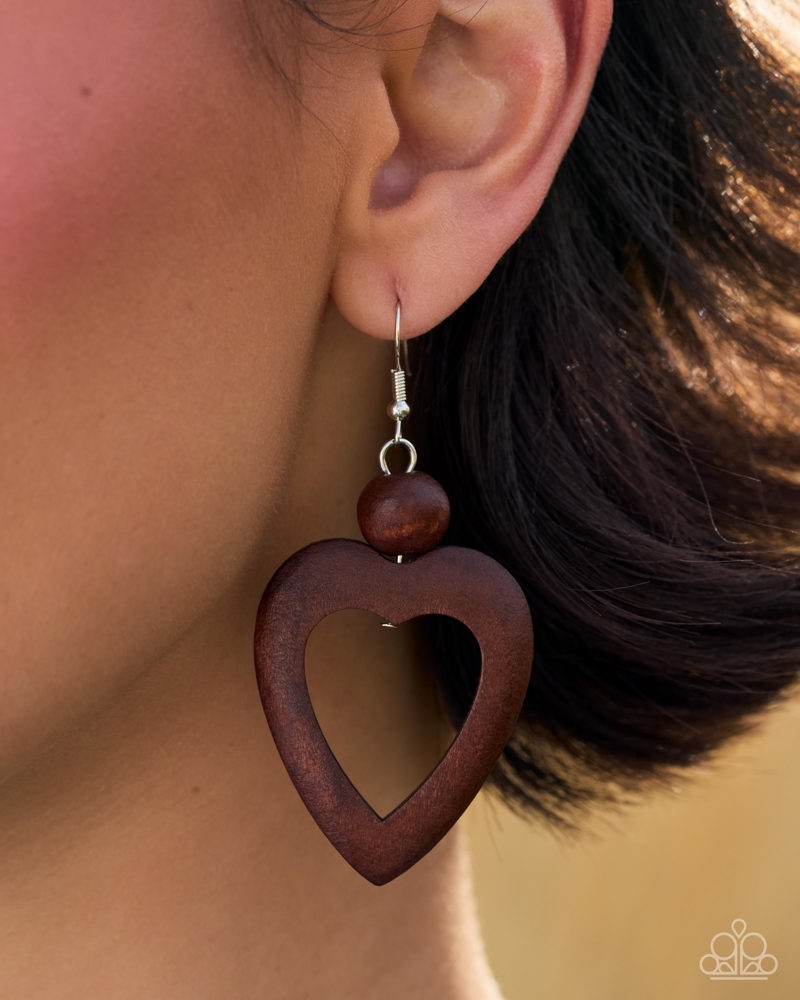 WOOD You Be My Valentine? Earrings - Brown image 3
