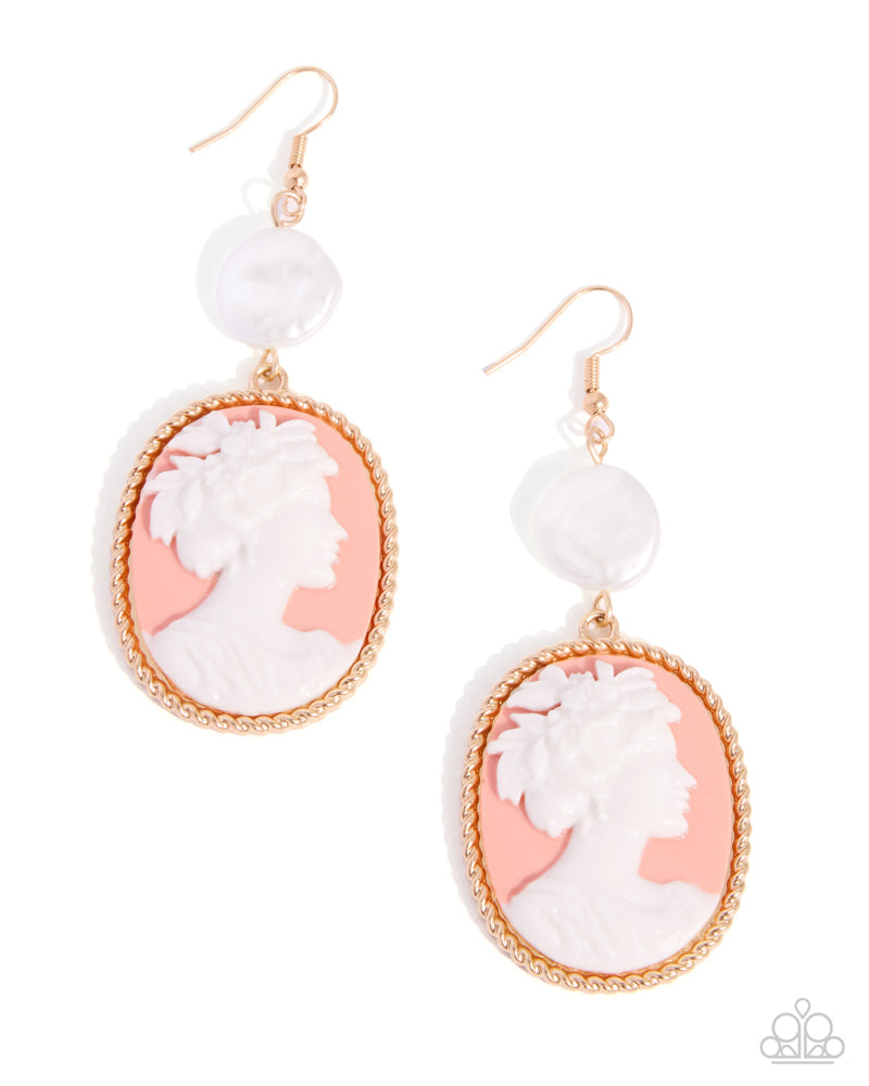 Captivating Cameo Earrings - Orange image 2