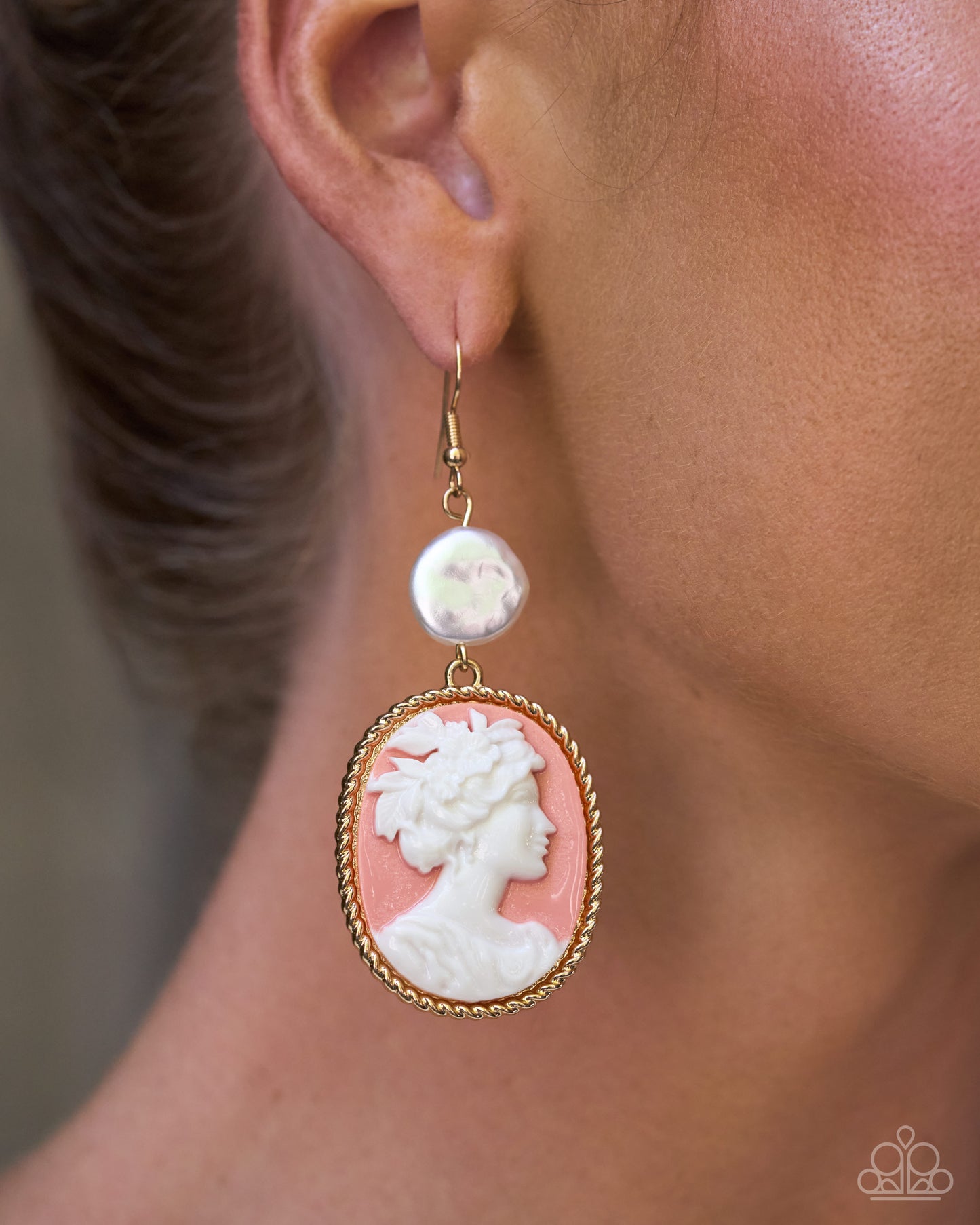 Captivating Cameo Earrings - Orange image 3