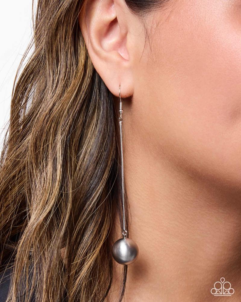 Elongated Embrace Earrings - Silver | Paparazzi Accessories image 3