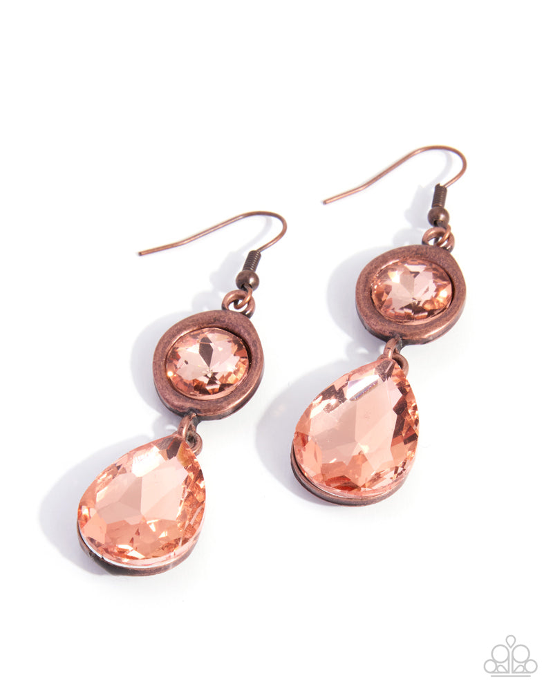 Faceted Fable Earrings - Copper | Paparazzi Accessories image 2