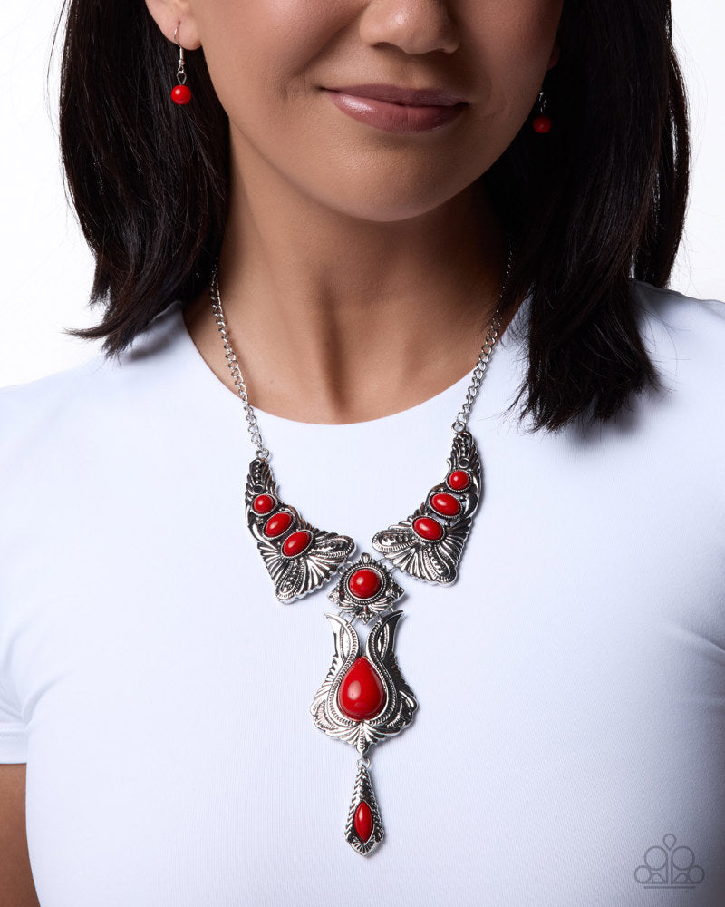 Tailored Timeline Necklace - Red | Paparazzi Accessories image 3