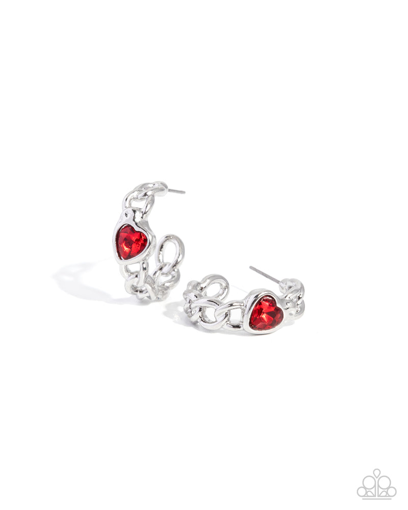Heartfelt Helm Earrings - Red | Paparazzi Accessories image 2