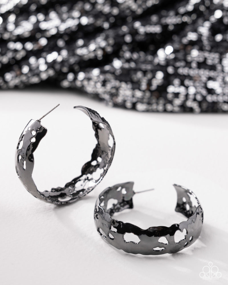 Warped Whisper Earrings - Black | Paparazzi Accessories