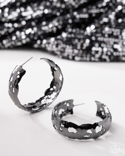Warped Whisper Earrings - Black | Paparazzi Accessories