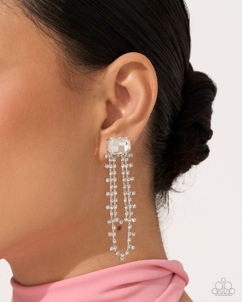 Balanced Birthright Earrings - White | Paparazzi Accessories image 3