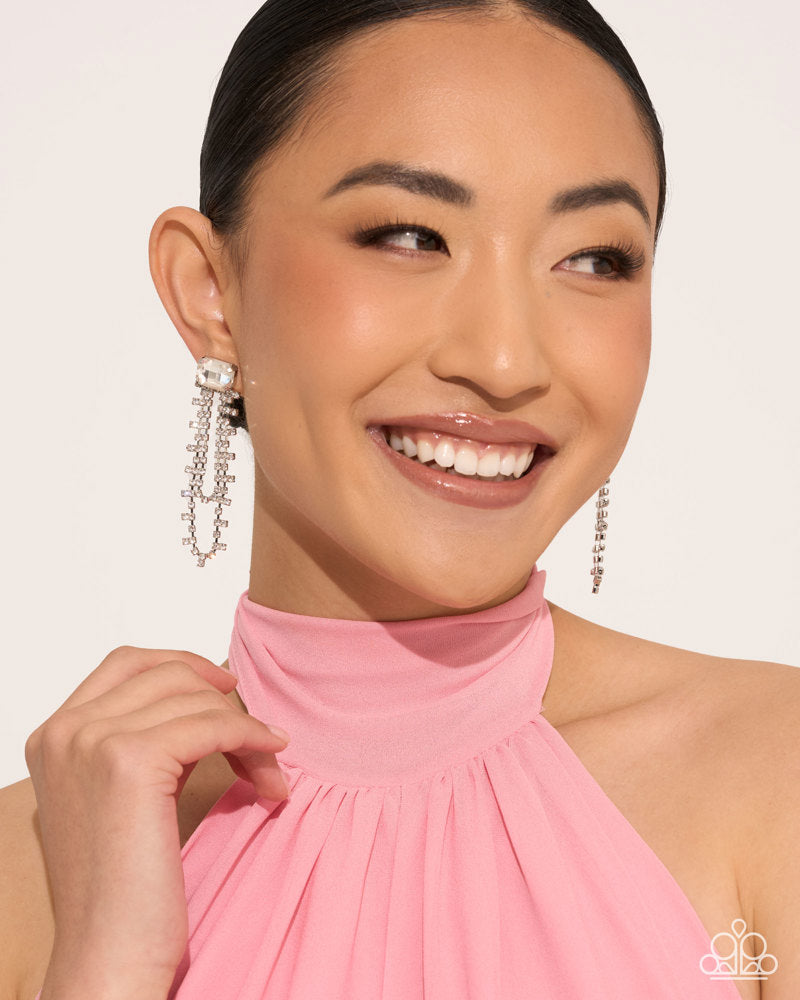 Balanced Birthright Earrings - White | Paparazzi Accessories image 4