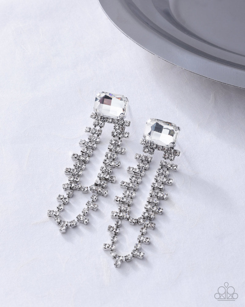 Balanced Birthright Earrings - White | Paparazzi Accessories