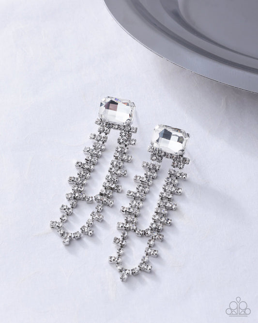 Balanced Birthright Earrings - White | Paparazzi Accessories
