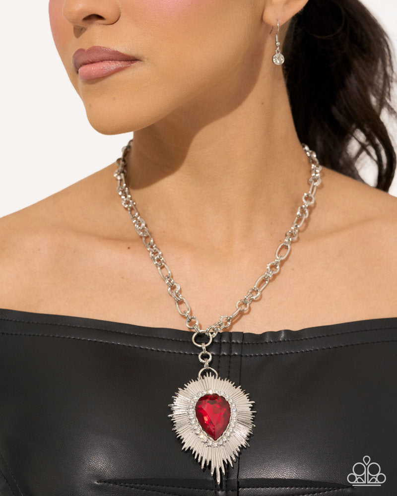 Sunburst State Necklace - Red | Paparazzi Accessories image 3