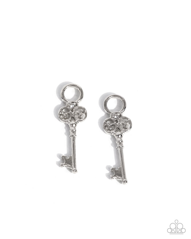 Key Kickoff Earrings - White | Paparazzi Accessories image 2