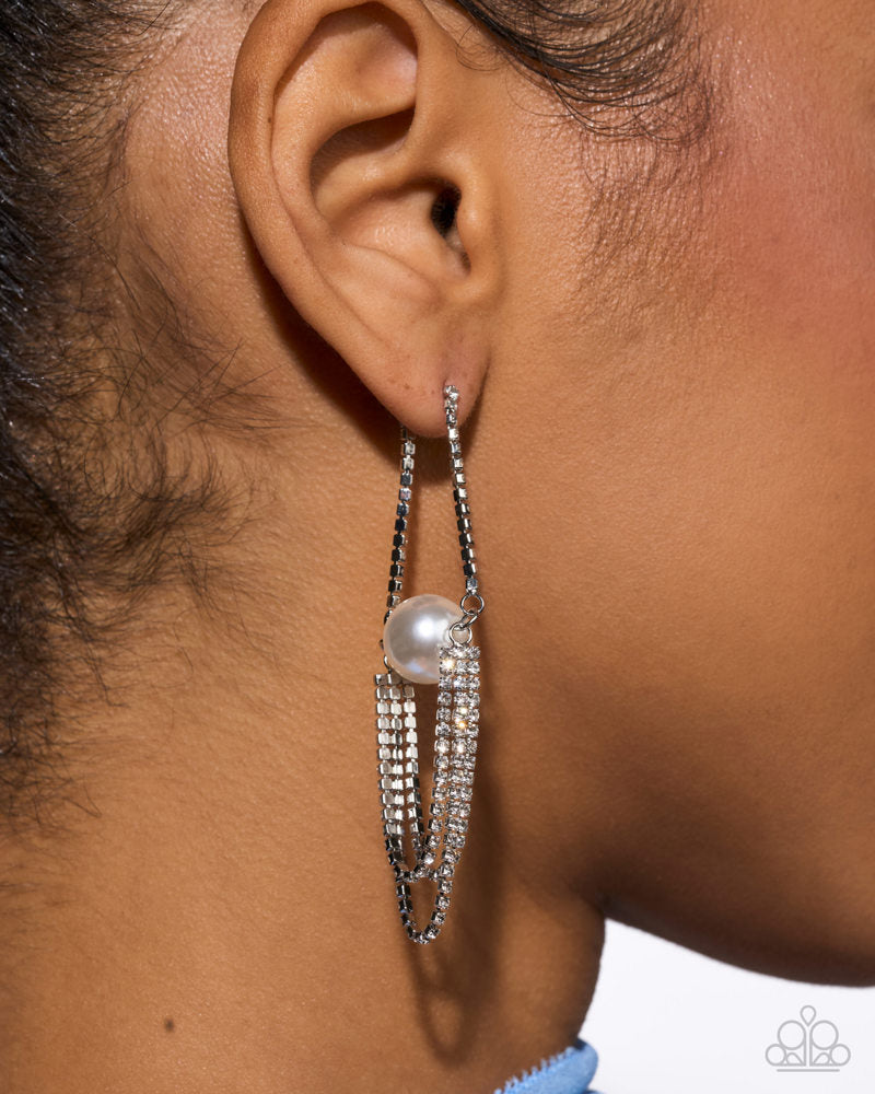 Dainty Direction Earrings - White | Paparazzi Accessories image 3