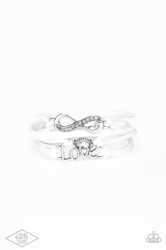 Paparazzi Infinitely Irresistible - White Bracelet - Black Diamond Life of the Party Exclusive - Pusher P