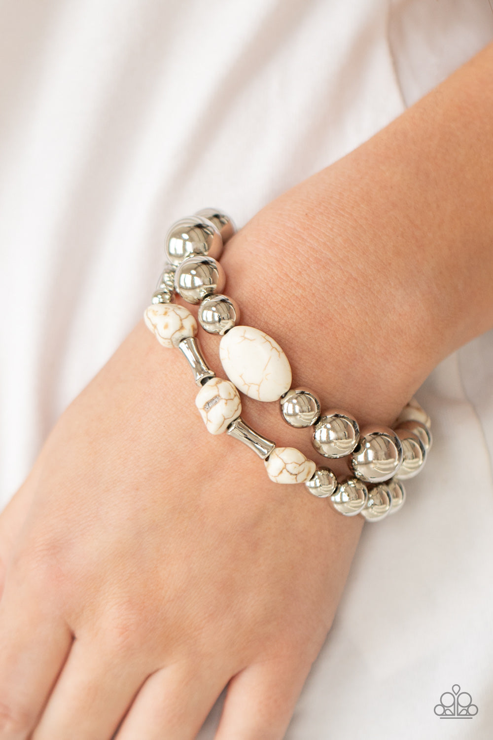 Paparazzi Authentically Artisan - White Bracelet - Pusher P