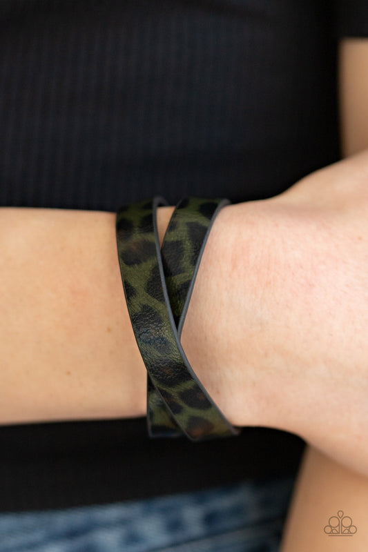 Paparazzi All GRRirl - Green Leather Bracelet - Pusher P
