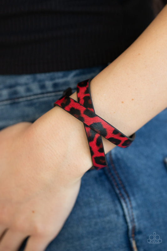 Paparazzi All GRRirl - Red Leather Bracelet - Pusher P