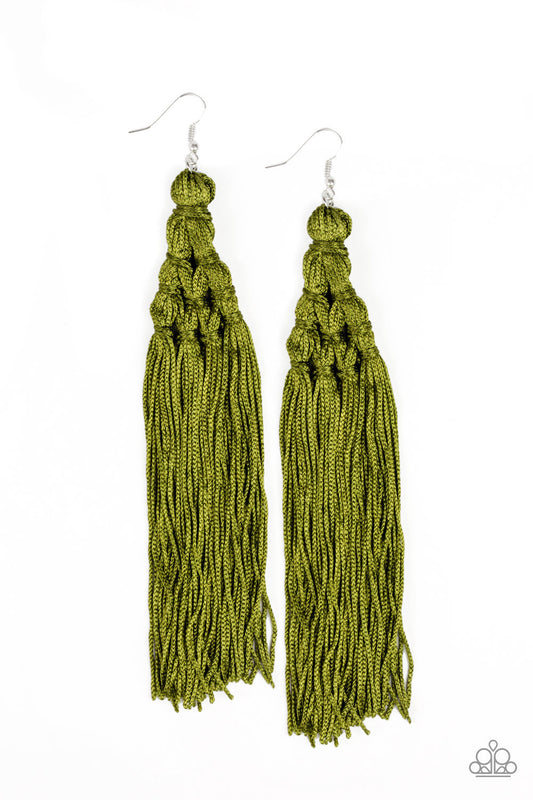 Tassel earrings - Paparazzi Magic Carpet Ride - Green Earrings Paparazzi jewelry image