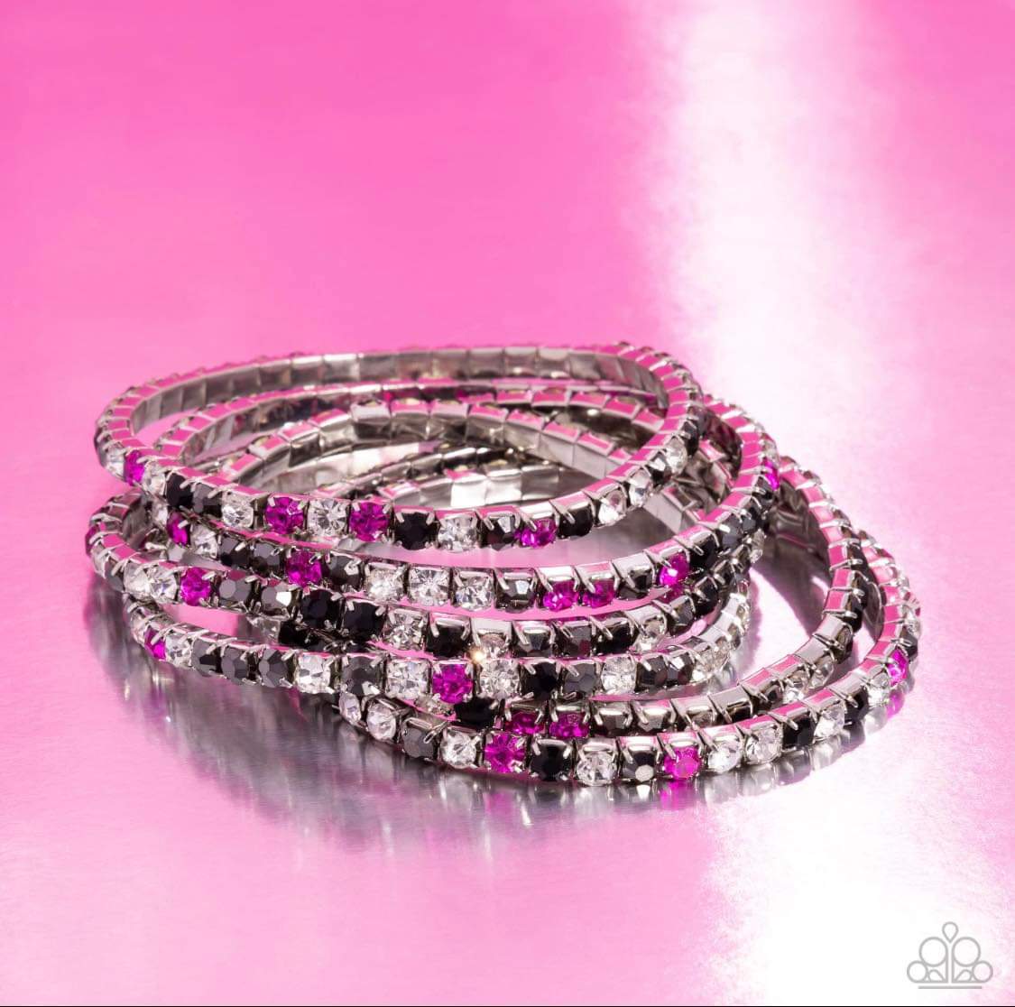 Rock Candy Range - Pink/Black Multi Bracelet