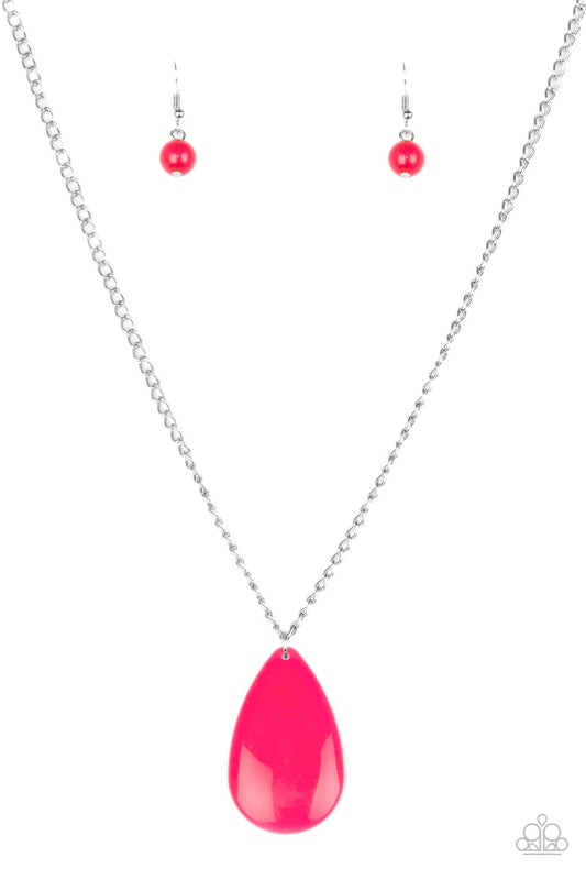 Paparazzi So Pop-YOU-lar - Pink Teardrop Necklace - Pusher P
