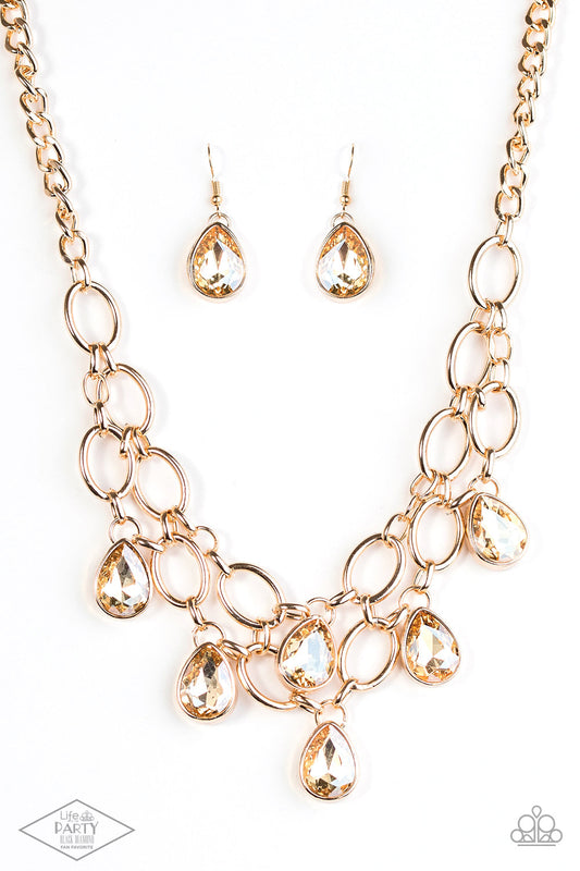 Paparazzi Show-Stopping Shimmer - Gold Necklace - Life of the Party Exclusive - Pusher P