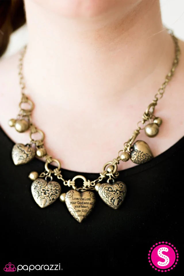 With All Your Heart - Brass Necklace