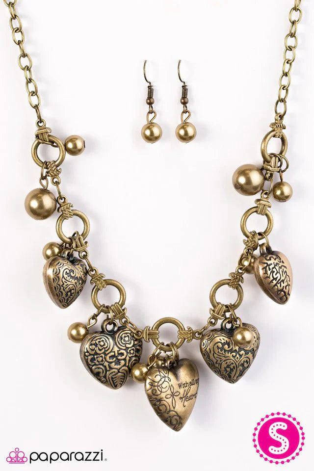 With All Your Heart - Brass Necklace