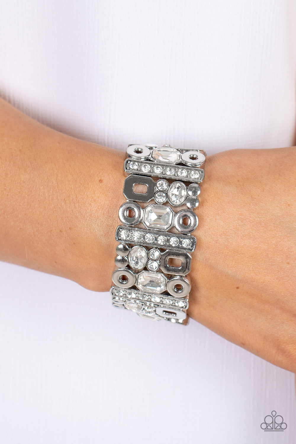 Paparazzi Dynamically Diverse - White Bracelet - Pusher P
