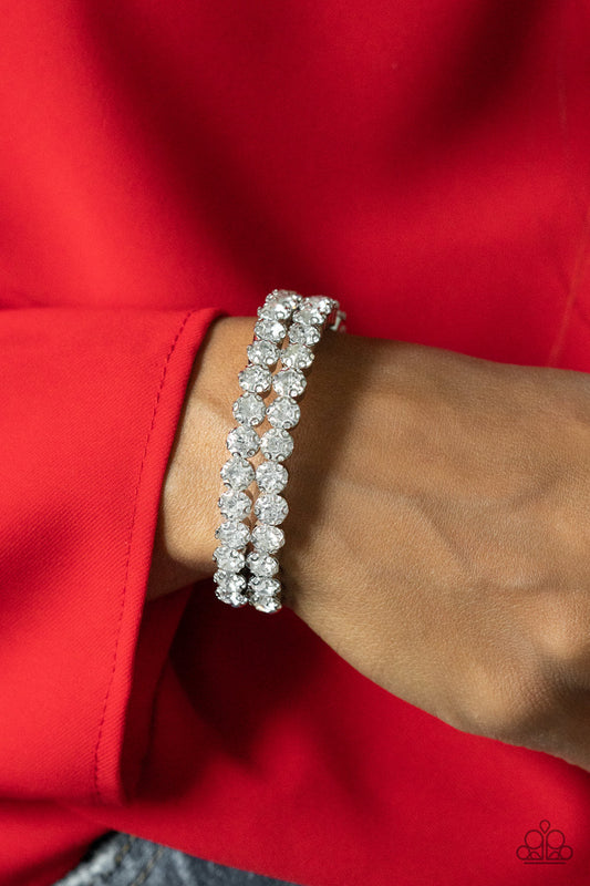 Paparazzi Megawatt Majesty - White Bracelet - December 2021 Life Of The Party Exclusive