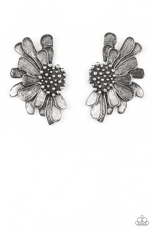 Paparazzi Farmstead Meadow - Silver Earrings - April 2022 Life Of The Party Exclusive - Pusher P