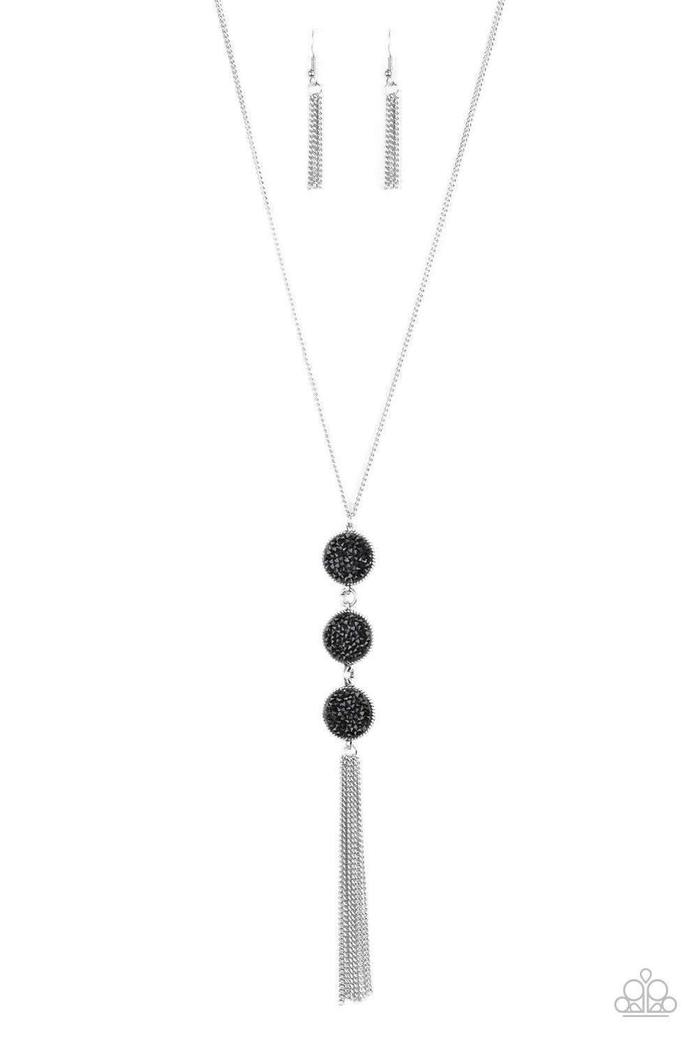 Paparazzi Triple Shimmer - Black Rhinestone Necklace - Pusher P