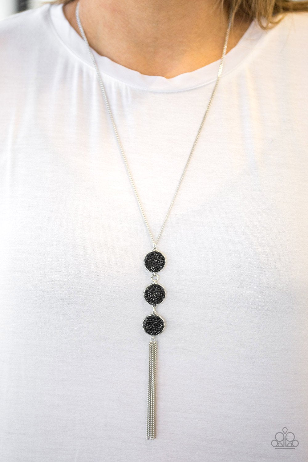 Paparazzi Triple Shimmer - Black Rhinestone Necklace - Pusher P