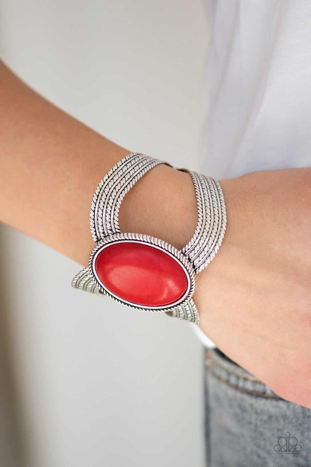 Paparazzi Coyote Couture - Red Bracelet - Pusher P