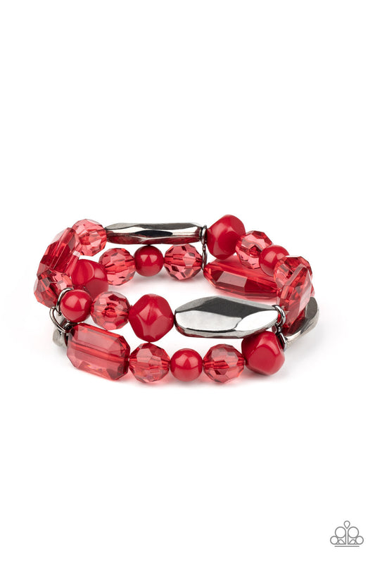 Paparazzi Rockin Rock Candy - Red Bracelet - Pusher P