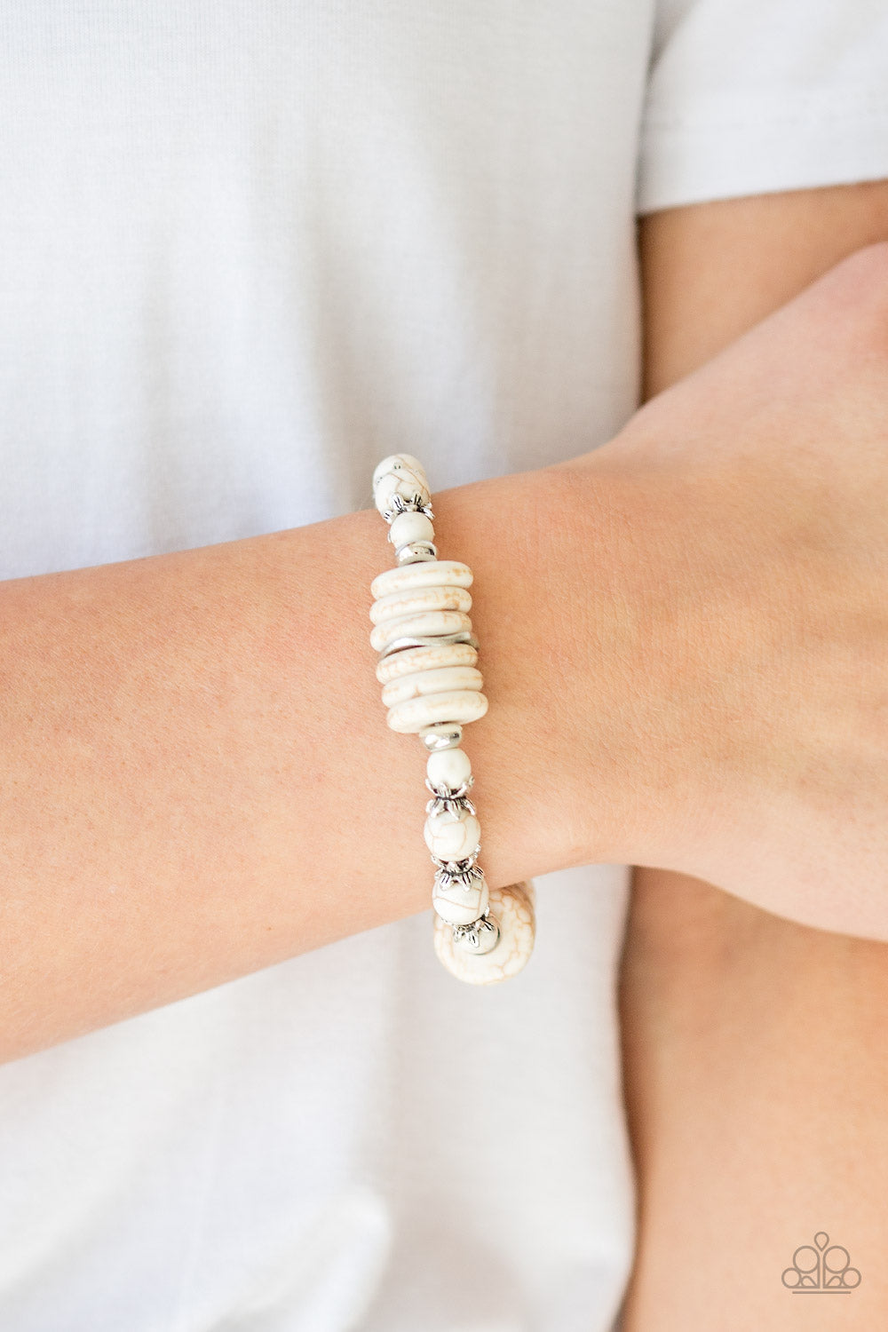 Paparazzi Sagebrush Serenade - White Bracelet - Pusher P