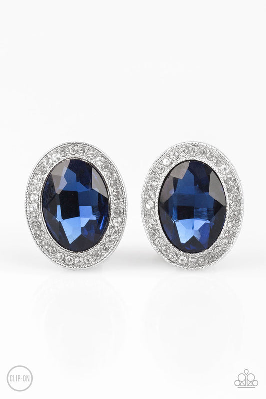 Paparazzi Only FAME In Town - Blue Clip-On Earrings - Pusher P