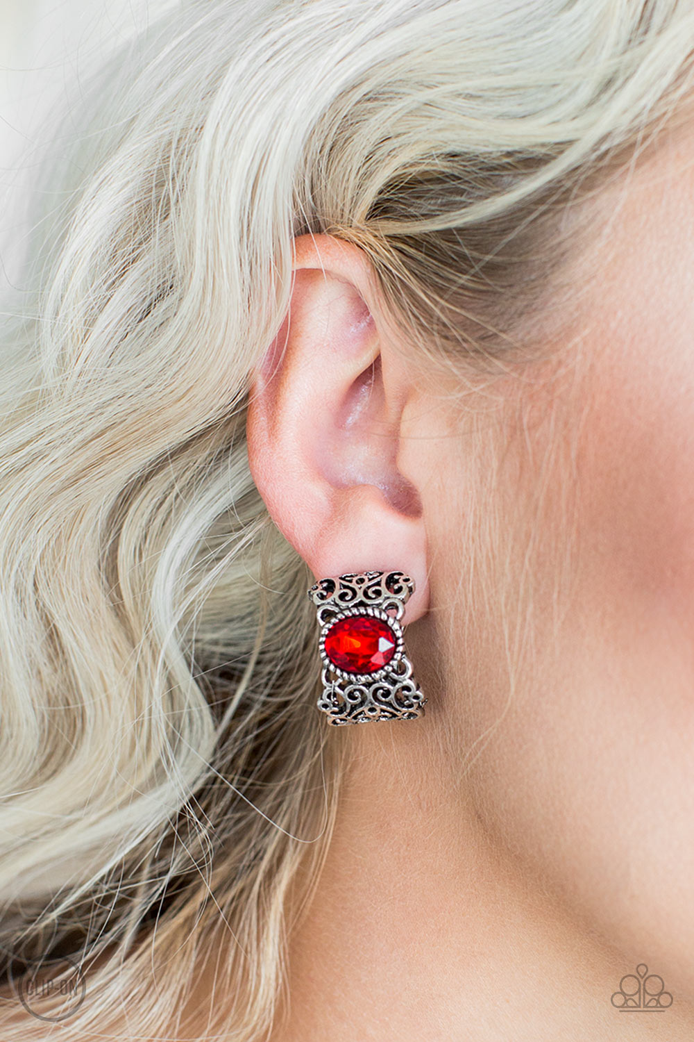 Paparazzi Glamorously Grand Duchess - Red Clip-On - Pusher P