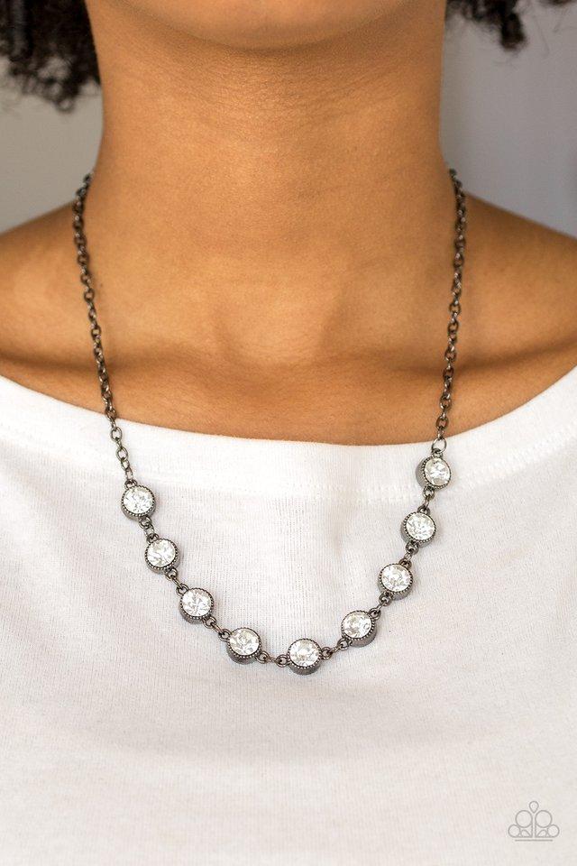 Paparazzi Starlit Socials - Black Rhinestone Necklace - Pusher P