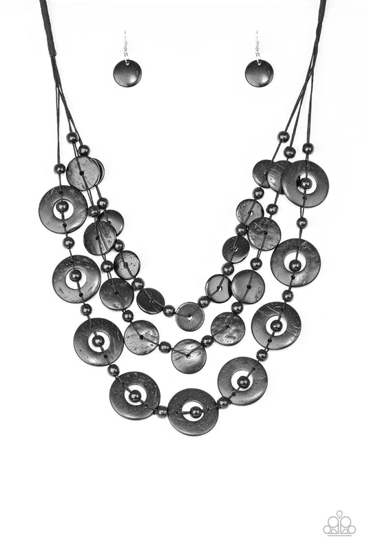 Paparazzi Catalina Coastin - Black Wooden Necklace - Pusher P