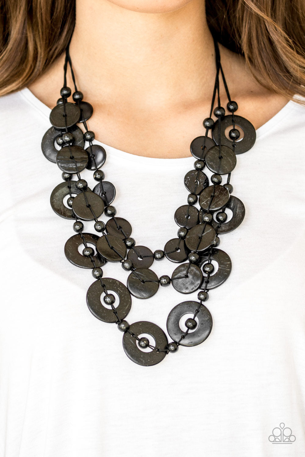 Paparazzi Catalina Coastin - Black Wooden Necklace - Pusher P