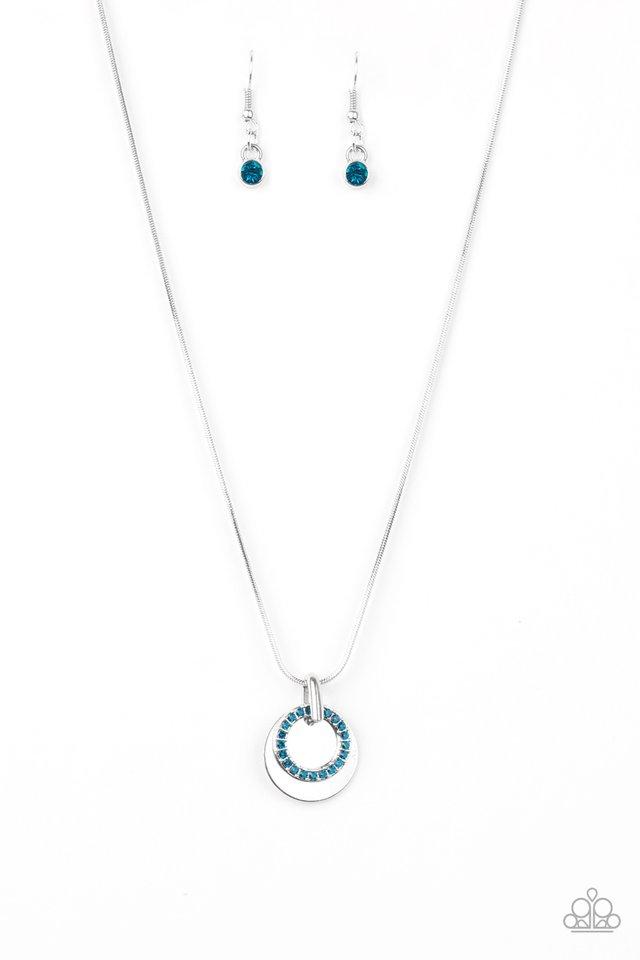 Paparazzi Front and CENTERED - Blue Rhinestone Necklace - Pusher P