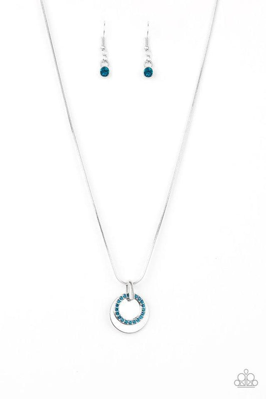 Paparazzi Front and CENTERED - Blue Rhinestone Necklace - Pusher P