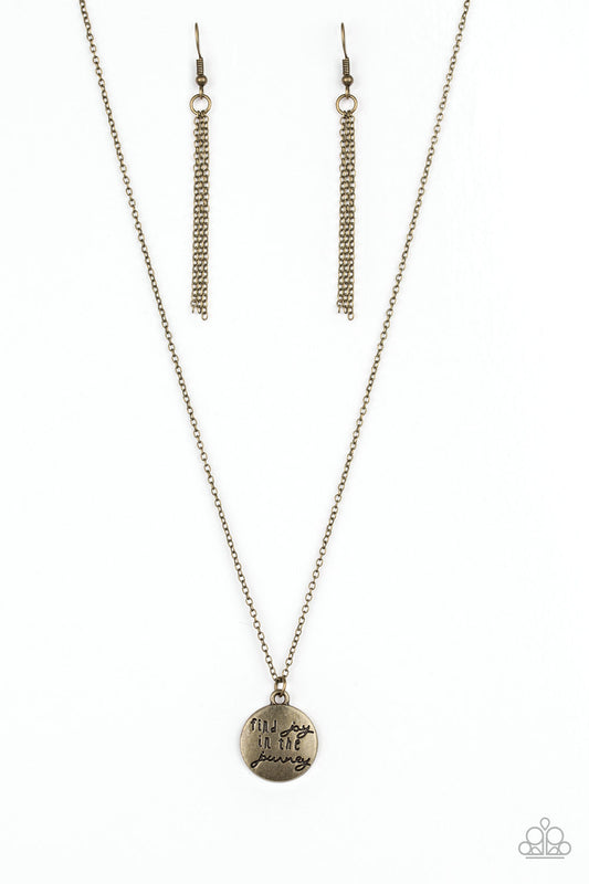 Paparazzi Find Joy Brass Inspirational Necklace - Pusher P