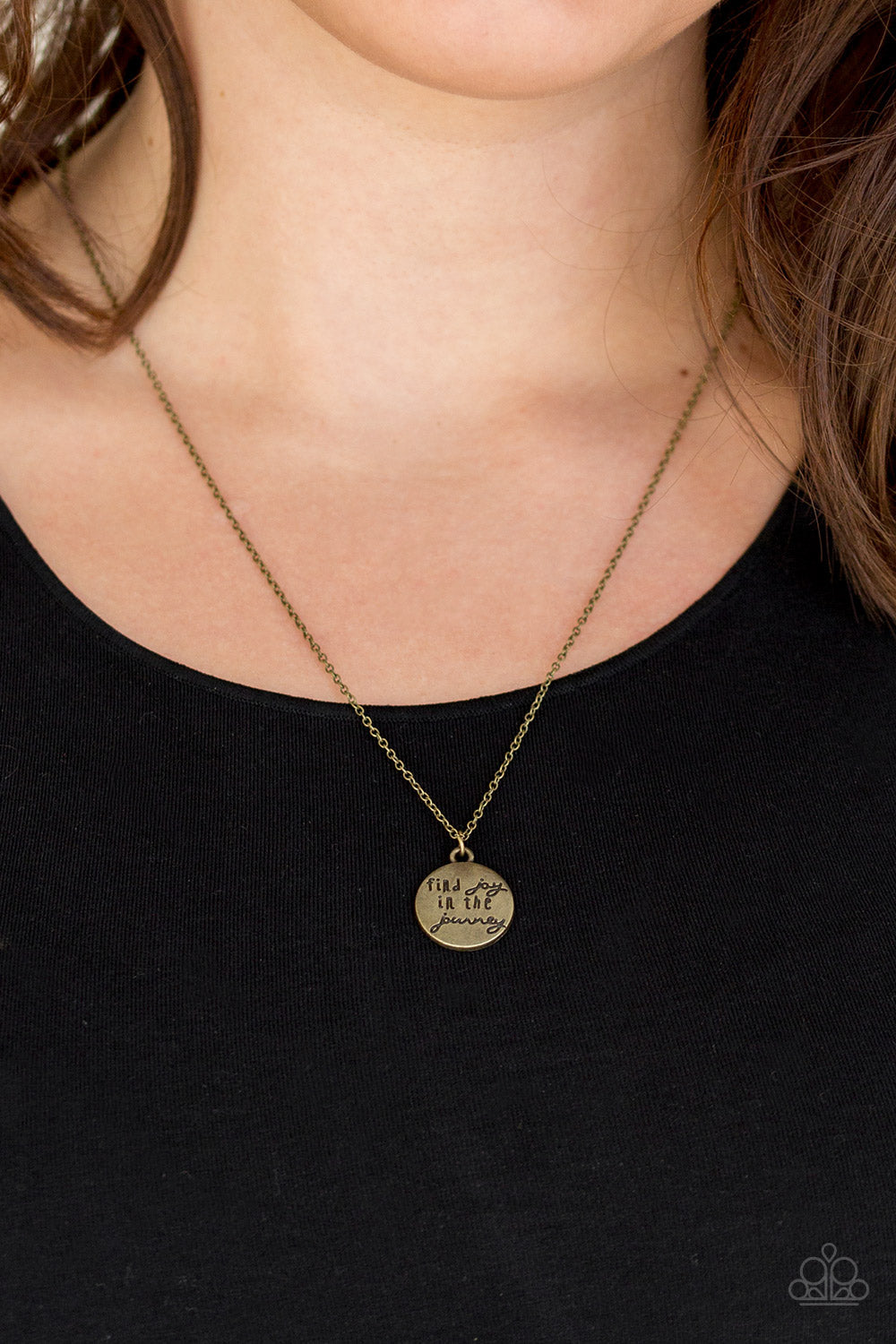 Paparazzi Find Joy Brass Inspirational Necklace - Pusher P
