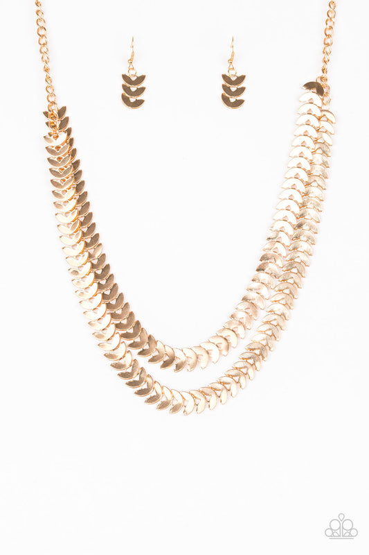 Paparazzi Industrial Illumination - Gold Necklace - Pusher P