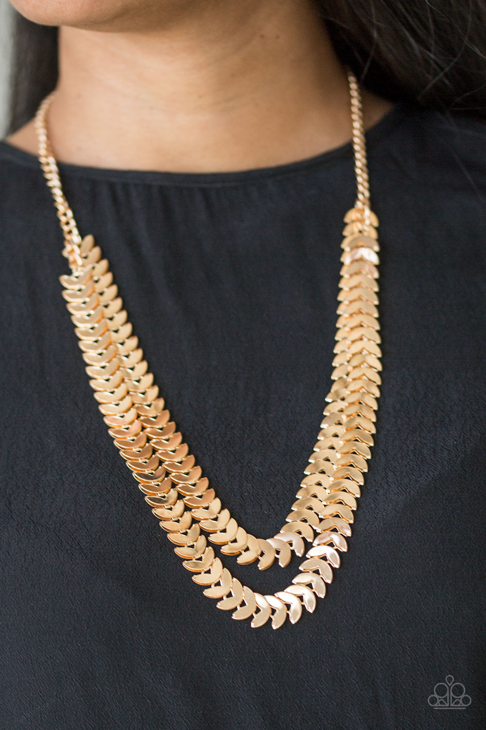 Paparazzi Industrial Illumination - Gold Necklace - Pusher P